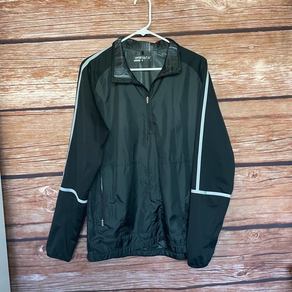 Nike Other - Jacket M Nike Golf Black Side Slip Green Plaid Detail Inside Zip Pockets Coat